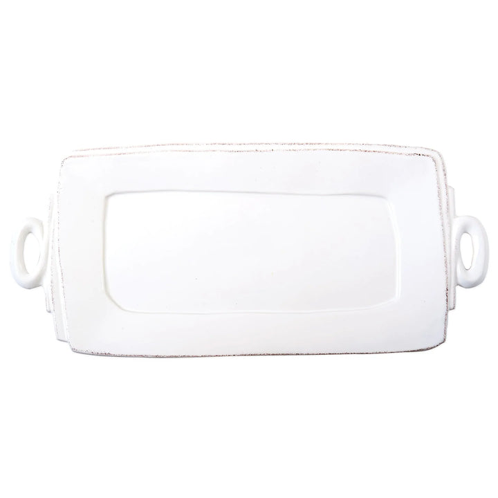 Vietri Lastra White Handled Rectangular Platter
