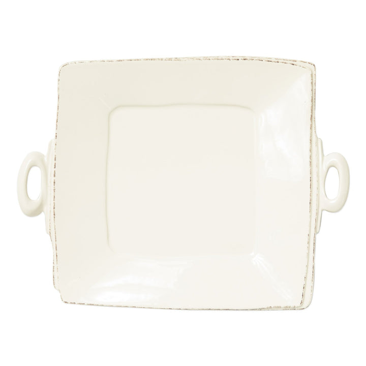 Vietri Lastra Linen Handled Square Platter