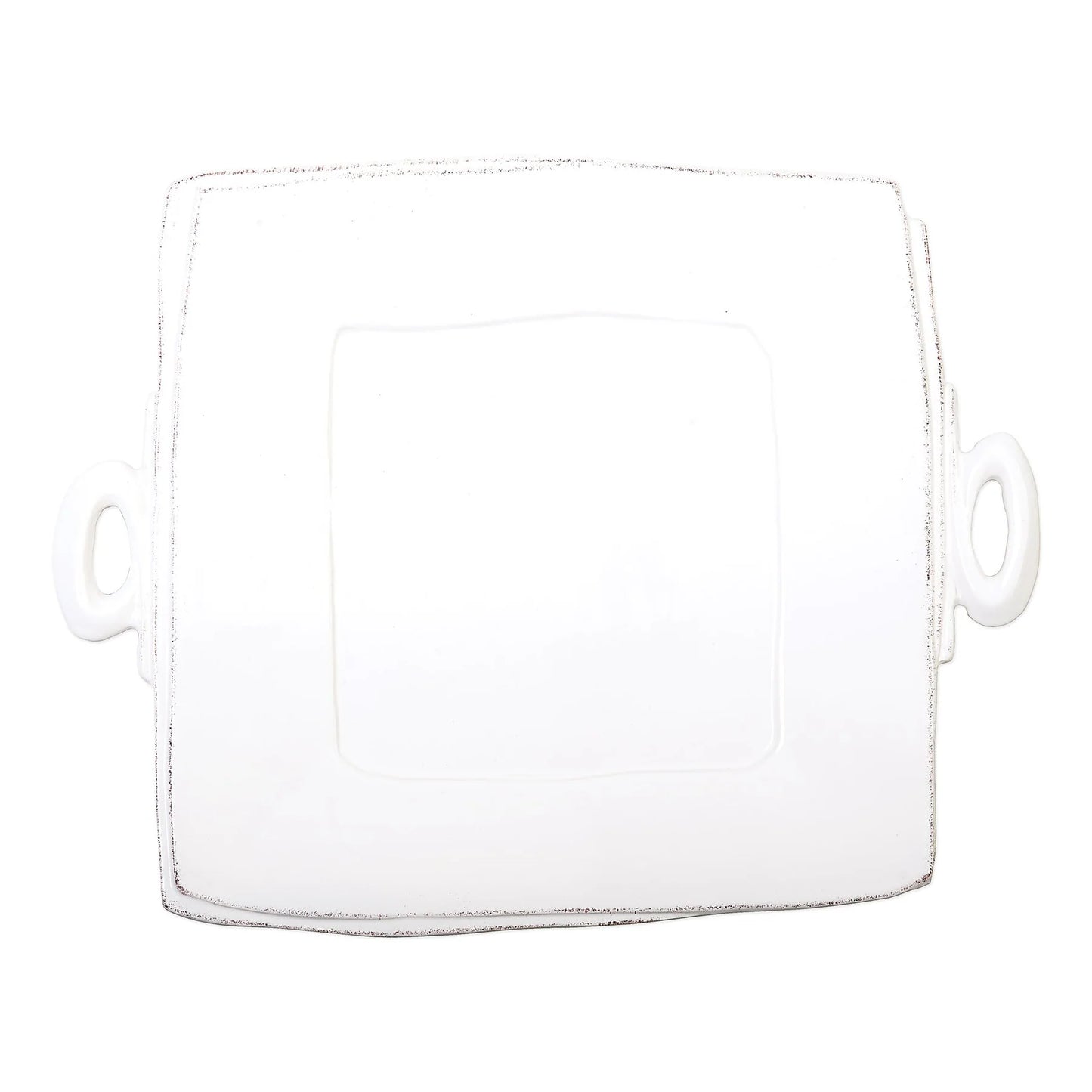 Vietri Lastra White Square Platter with Handles