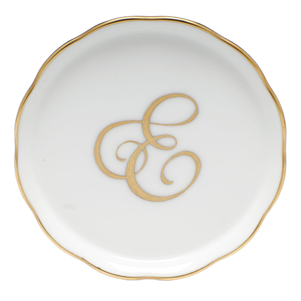 Herend Monogram Ring Dish, Gold