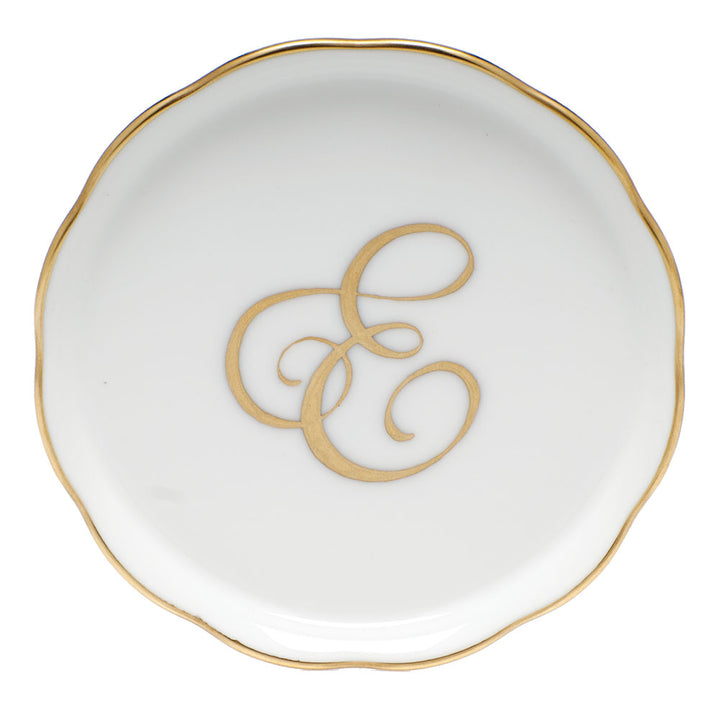 Herend Monogram Ring Dish, Gold