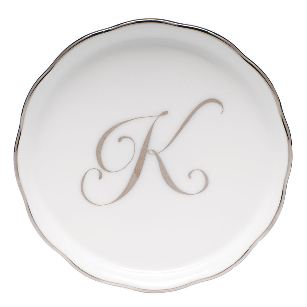 Herend Monogram Ring Dish, Platinum