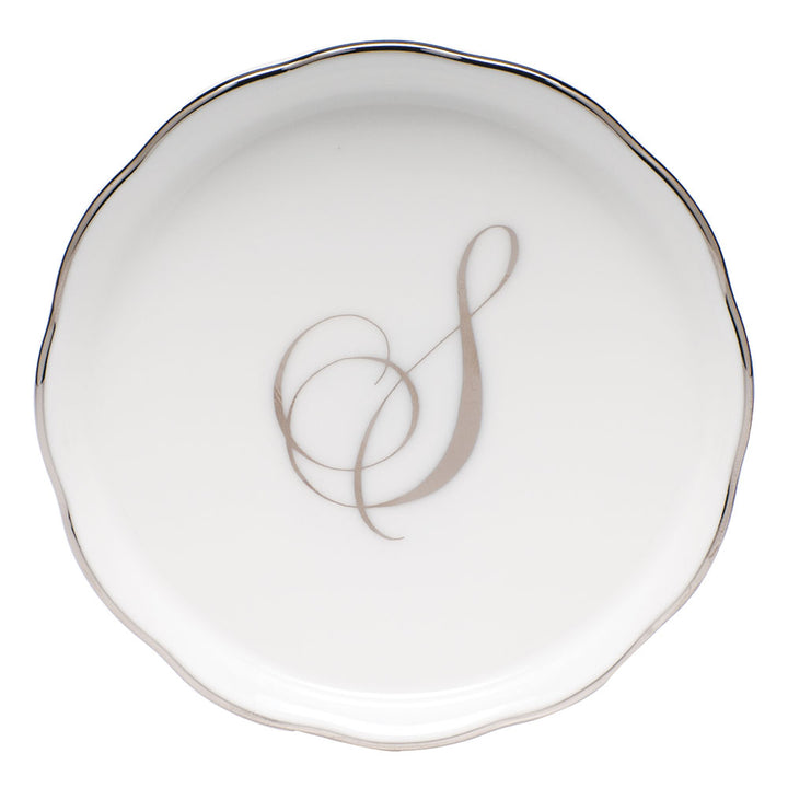 Herend Monogram Ring Dish, Platinum