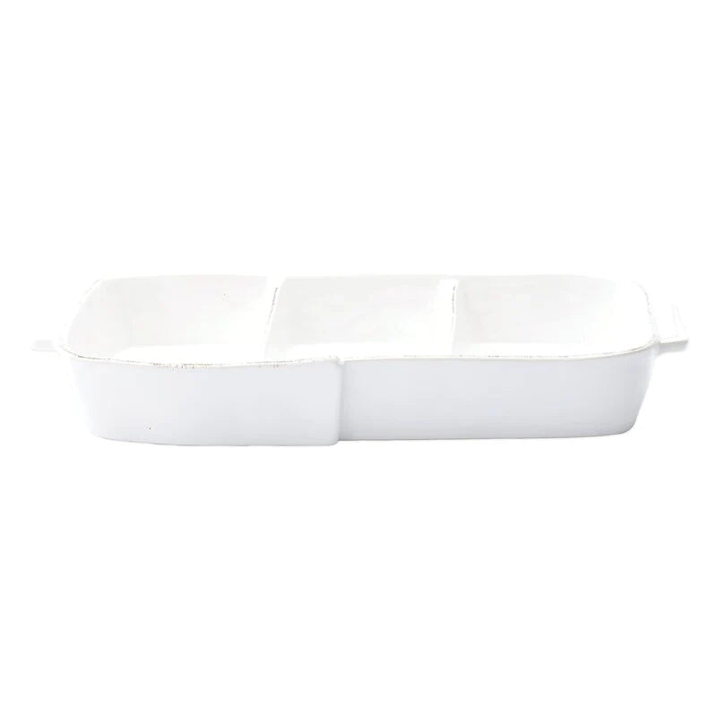 Vietri Lastra Melamine White Three Part Server
