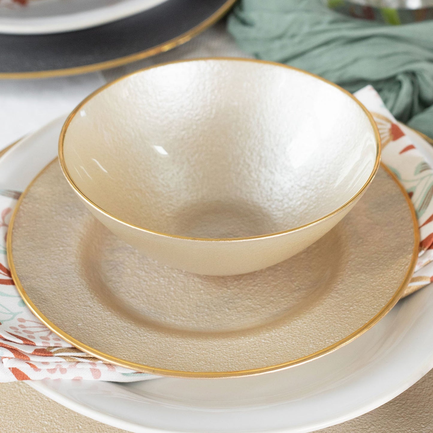 Vietri Metallic Glass Small Bowl, Pearl