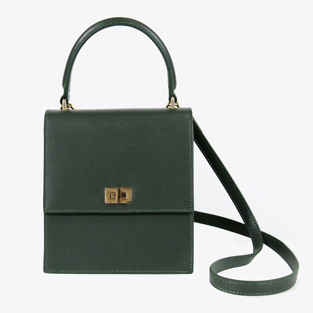Neely and Chloe Mini Lady Bag-Forrest Green Saffiano