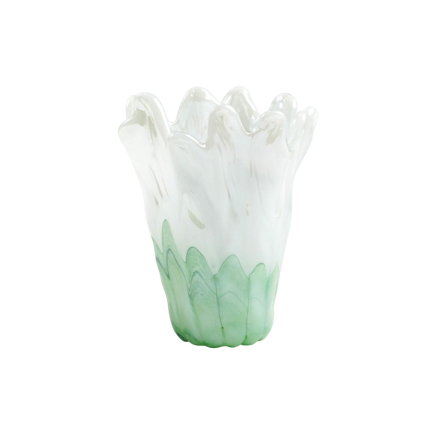 Vietri Onda Glass Medium Vase, Green and White