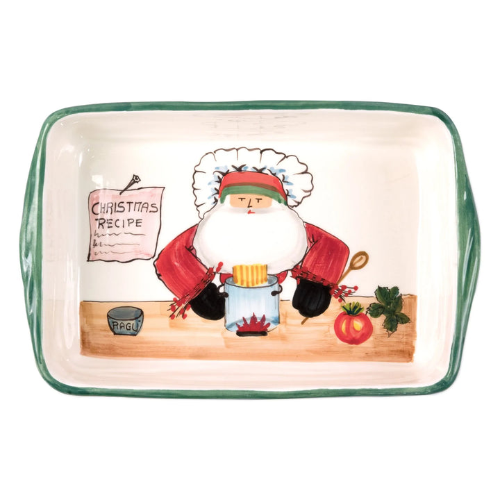 Vietri Old St. Nick Rectangular Baker With Chef