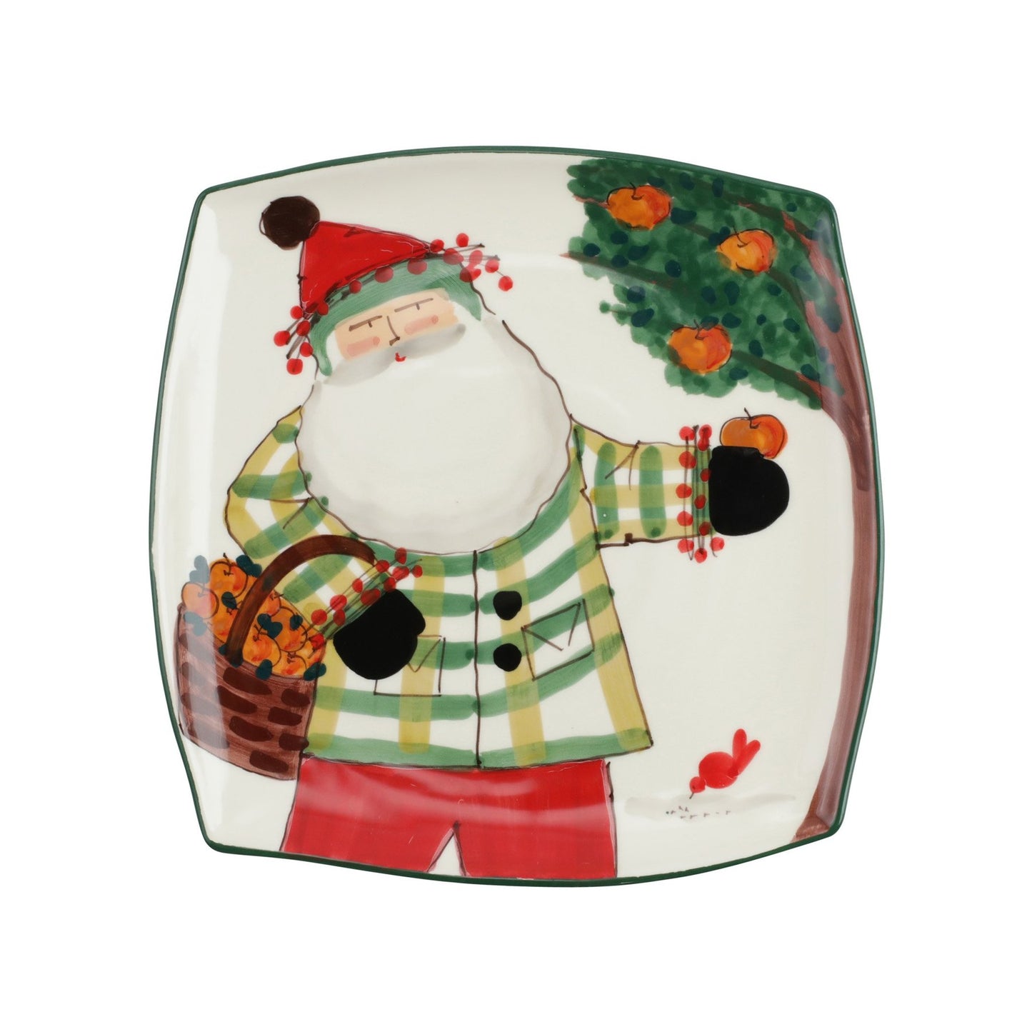 Vietri Old St. Nick Square Platter with Apples