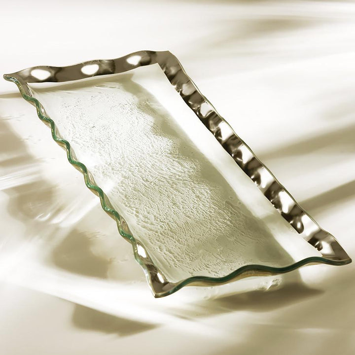 Annieglass Ruffle Rectangular Tray, Gold