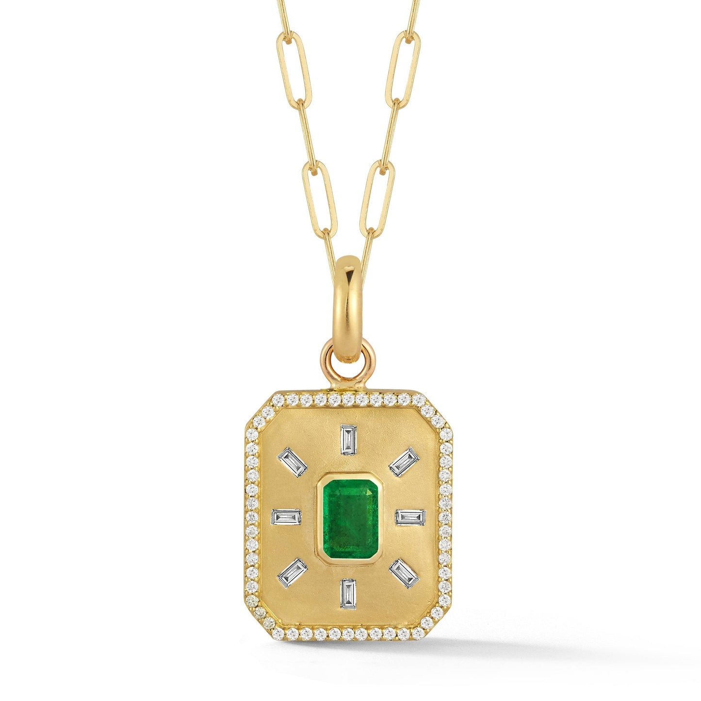 Matte Emerald and Diamond Necklace