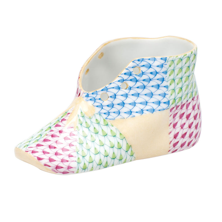 Herend Baby Shoe, Patchwork Fish Scale