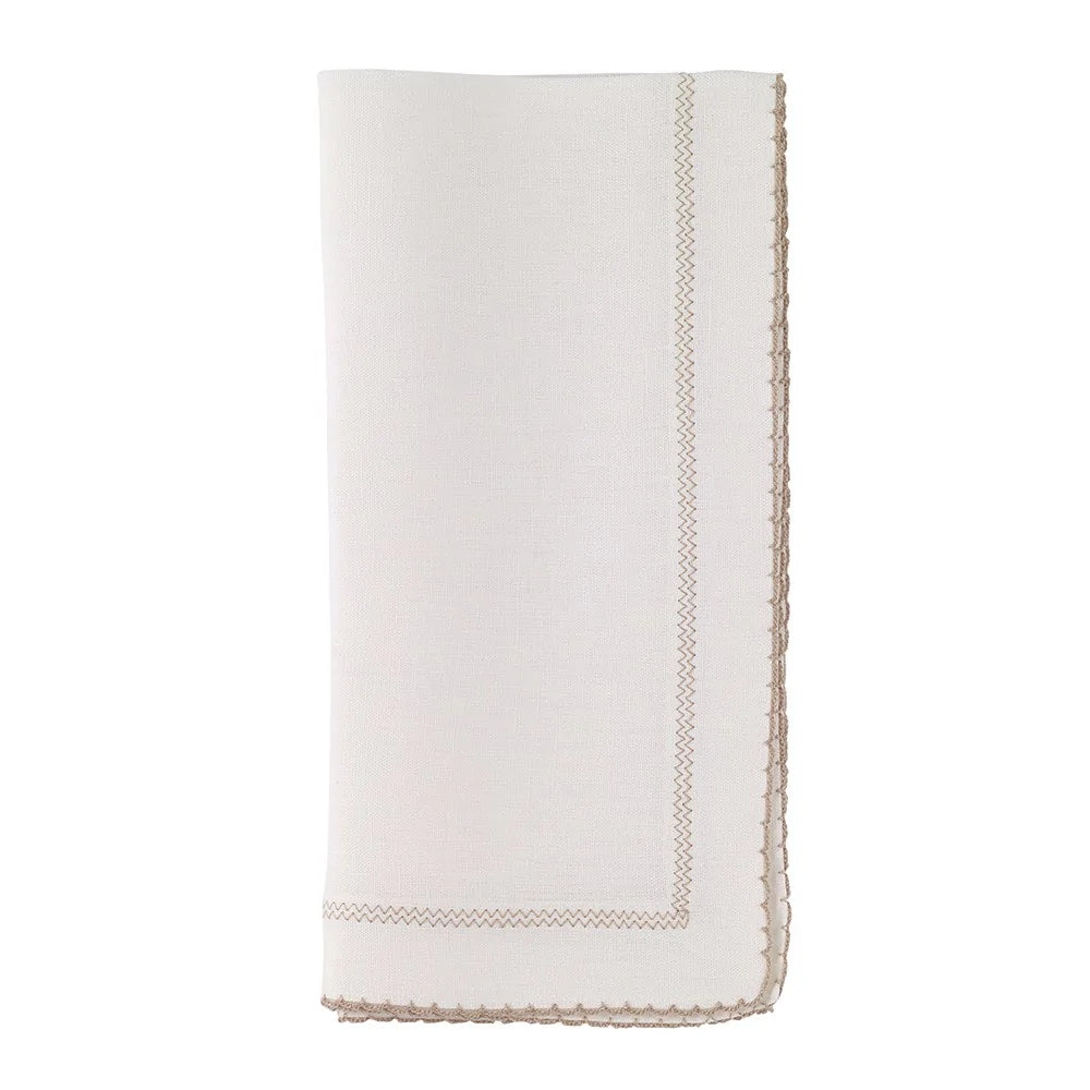 Picot Beige/White Napkin