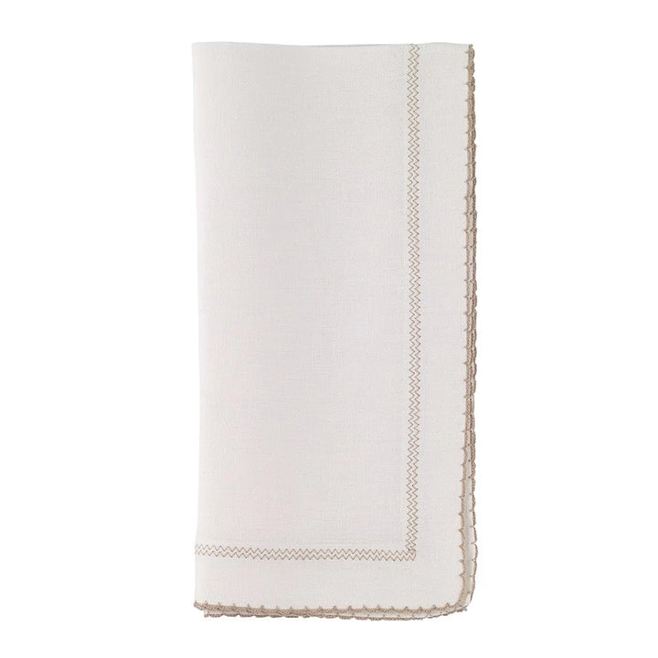 Picot Beige/White Napkin