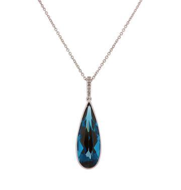 PJ 14KW Pallette London Blue Topaz/Diamond Pendant 0.06ct diamonds 7.60 ct topaz