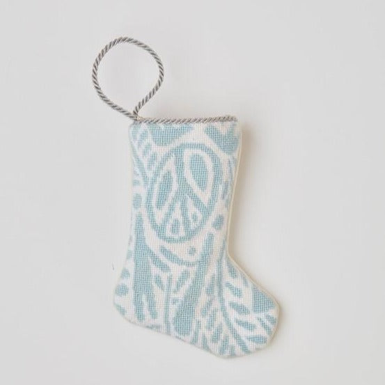 Bauble Stockings, Peace Love and Joy in Blue by Sarah Watson