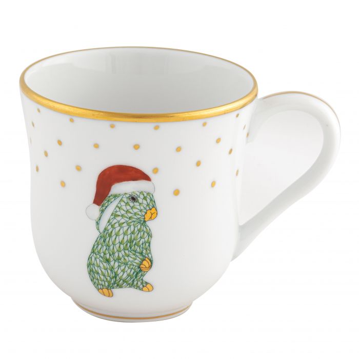 Herend Christmas Milk Mug, Santa Bunny