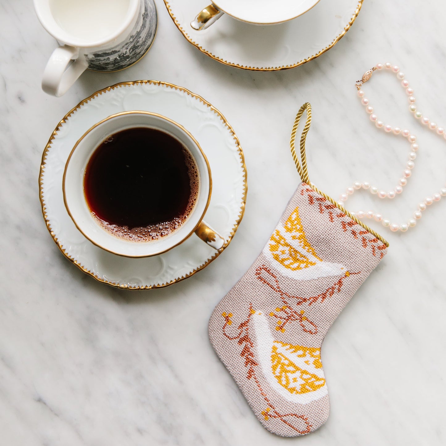 Bauble Stockings, Peace on Earth - Gold