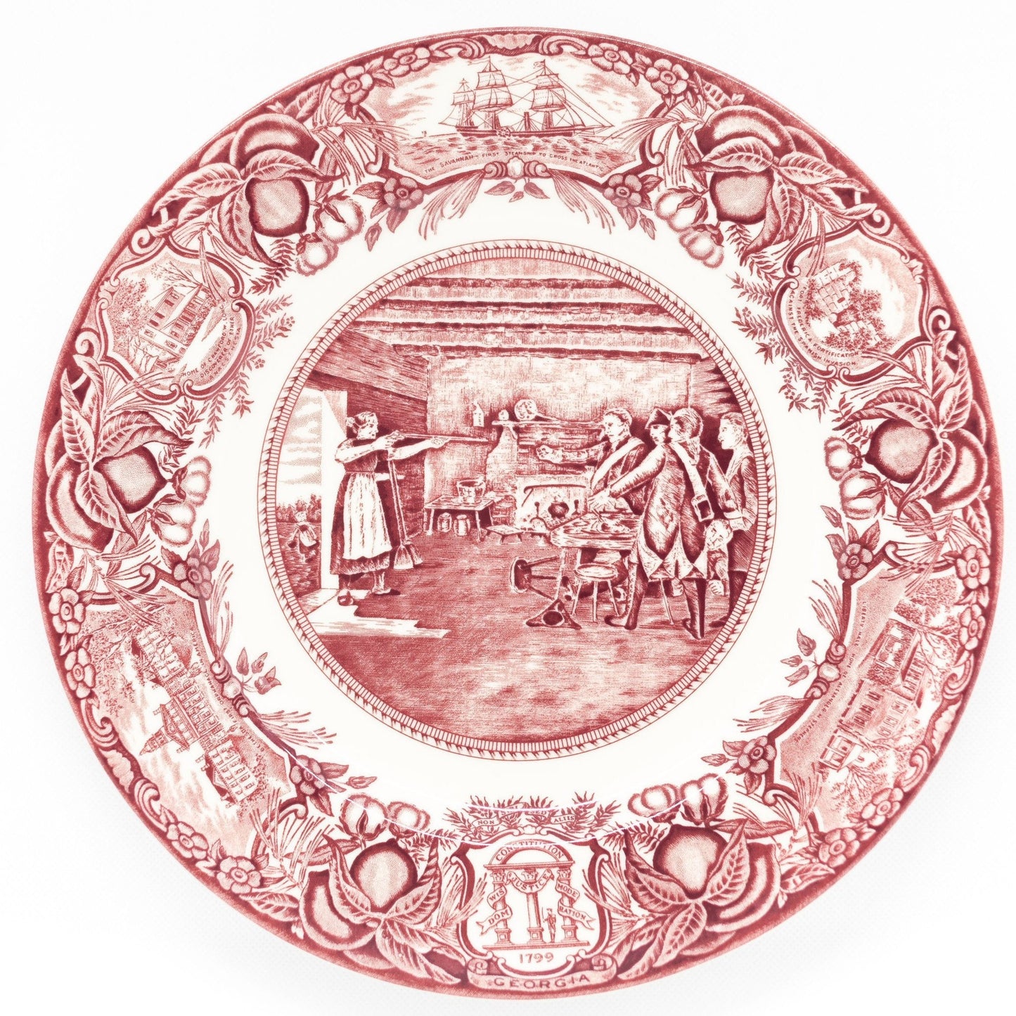 Georgia Plate Pink #7 - Nancy Hart Capturing the Tories