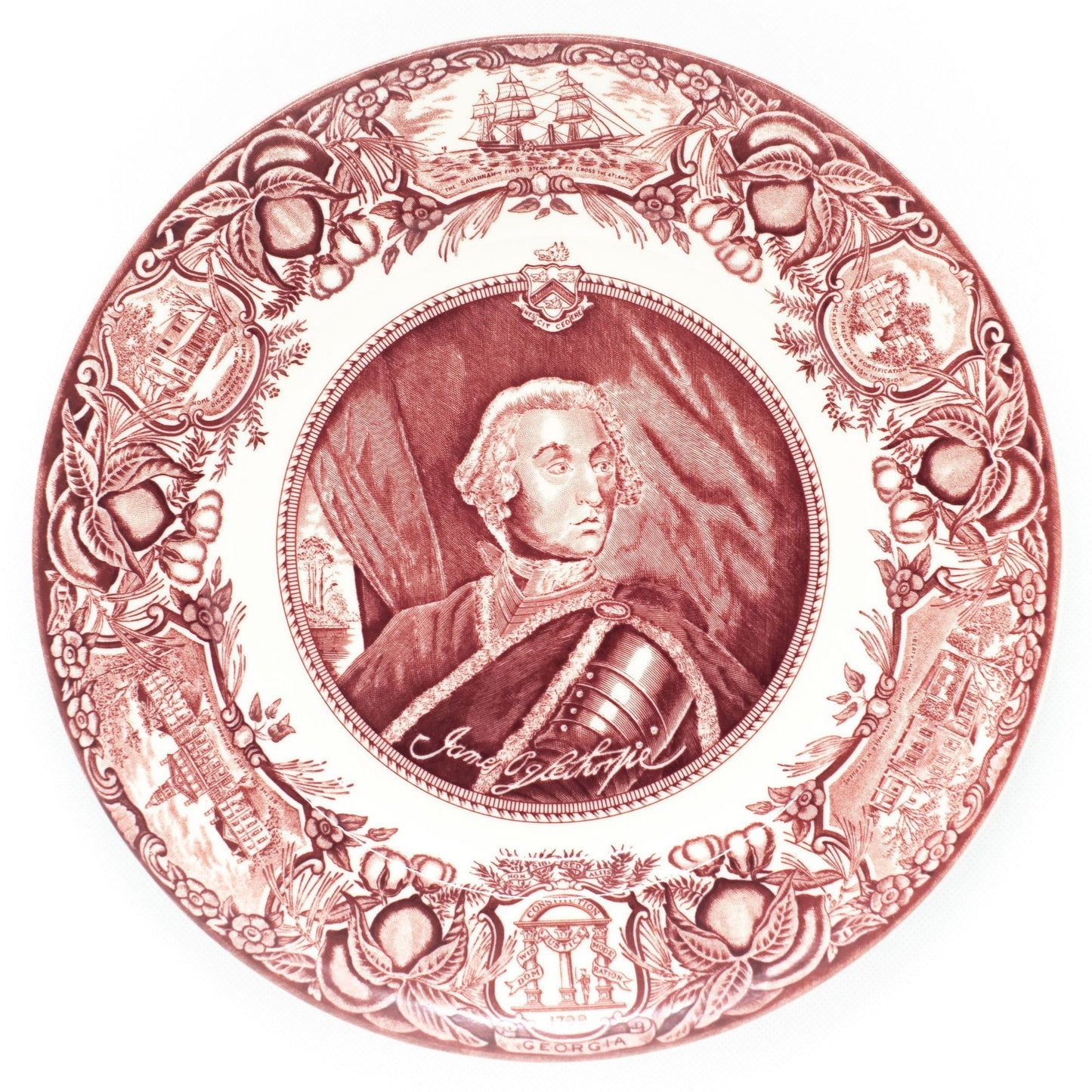 Georgia Plate Pink #1 - James Oglethorpe