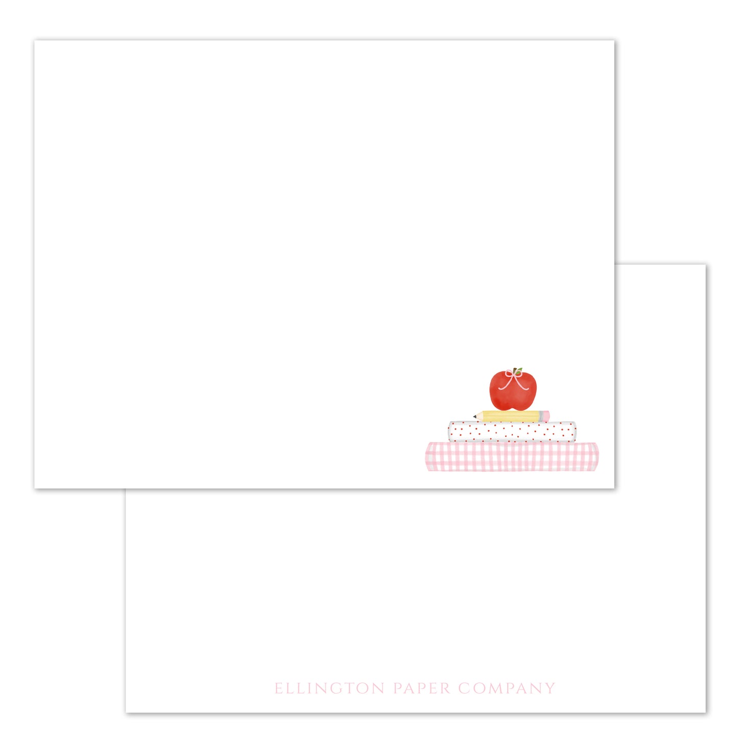 Ellington Paper Company Pink School Books Set Of 10 Flat Notecards