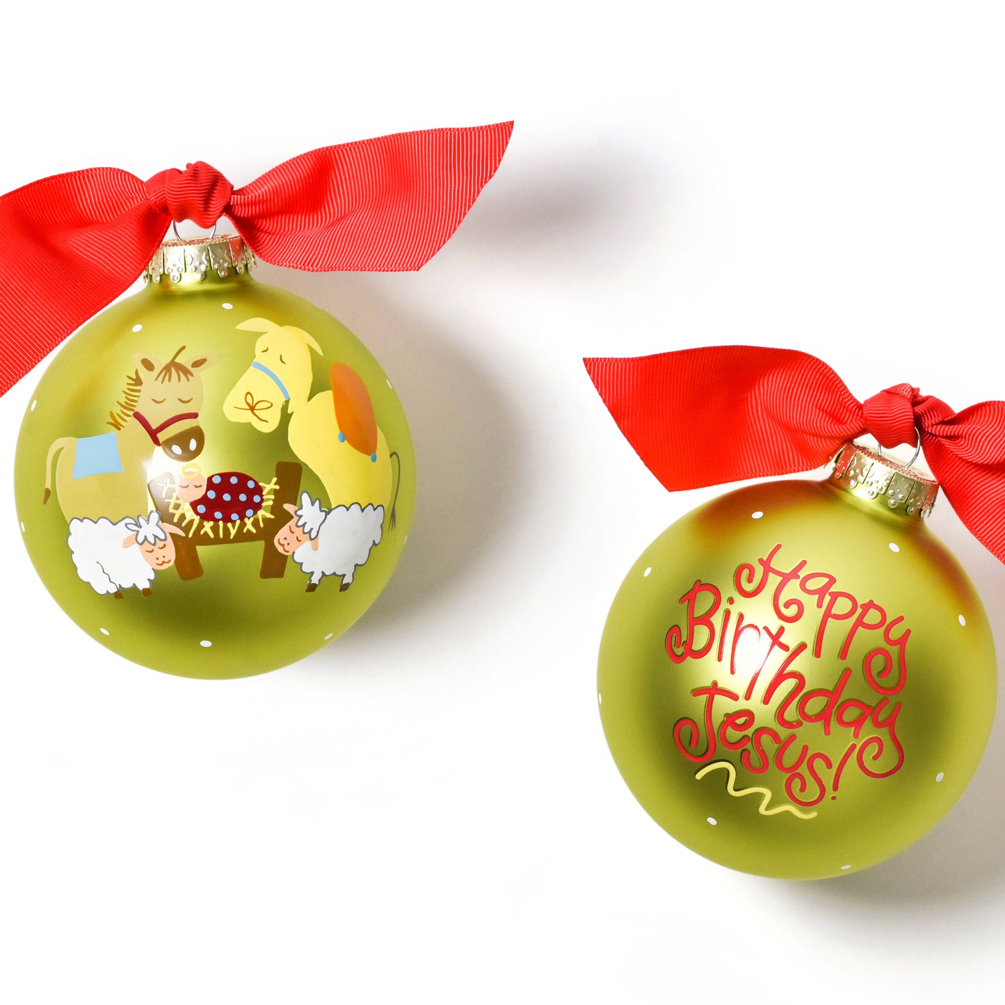 Coton Colors Happy Birthday Jesus Glass Ornament