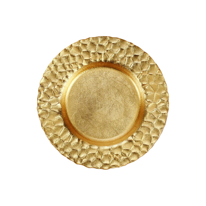 Vietri Rufolo Glass Gold Honeycomb Salad Plate