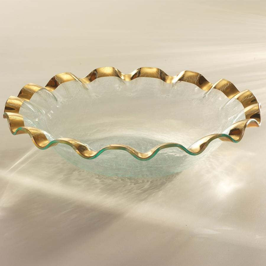 Annieglass Ruffle Large Salad Bowl, Gold