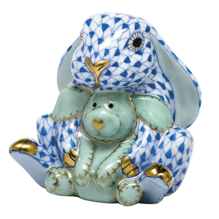 Herend Bunny & Lovey, Blue Bunny and Green Lovey