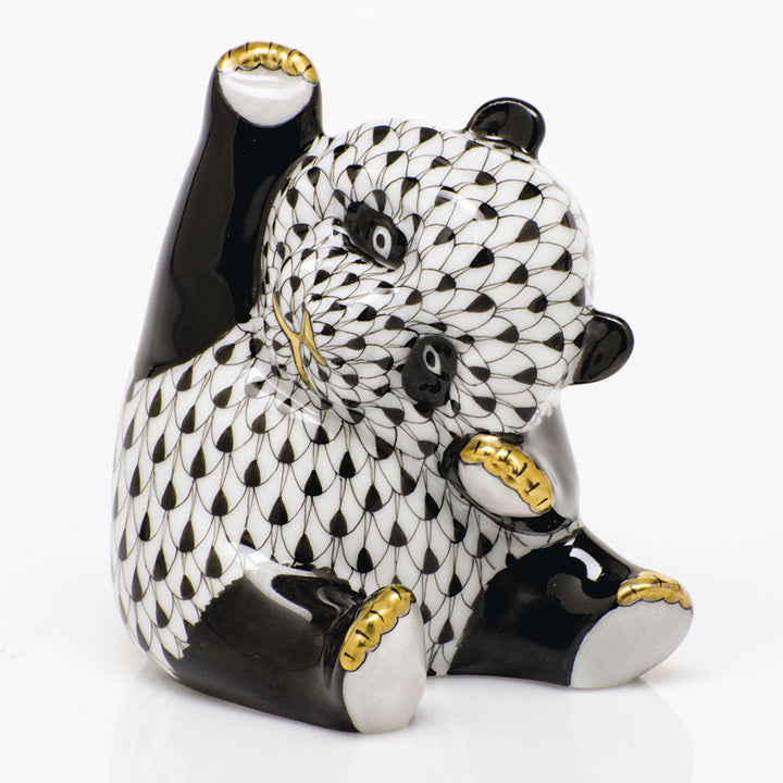 Herend Playful Panda, Black