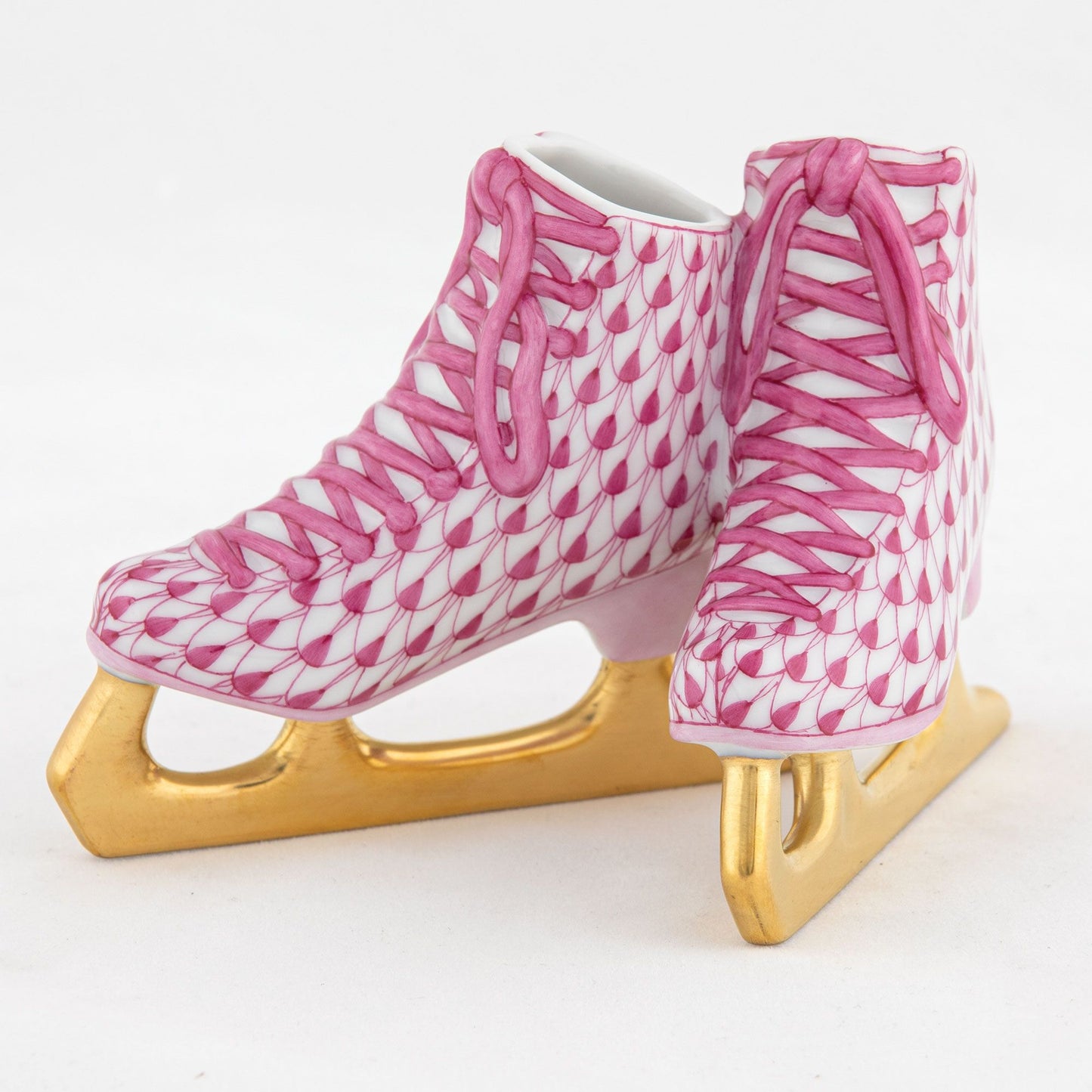 Herend Pair of Ice Skates, Raspberry