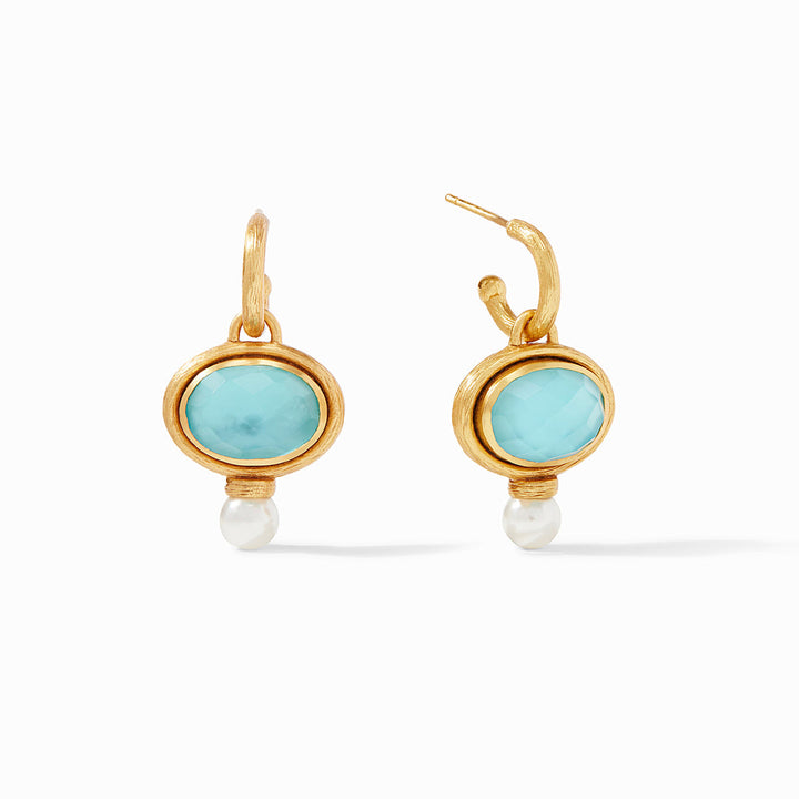 Julie Vos Simone Hoop & Charm Earring, Iridescent Bahamian Blue