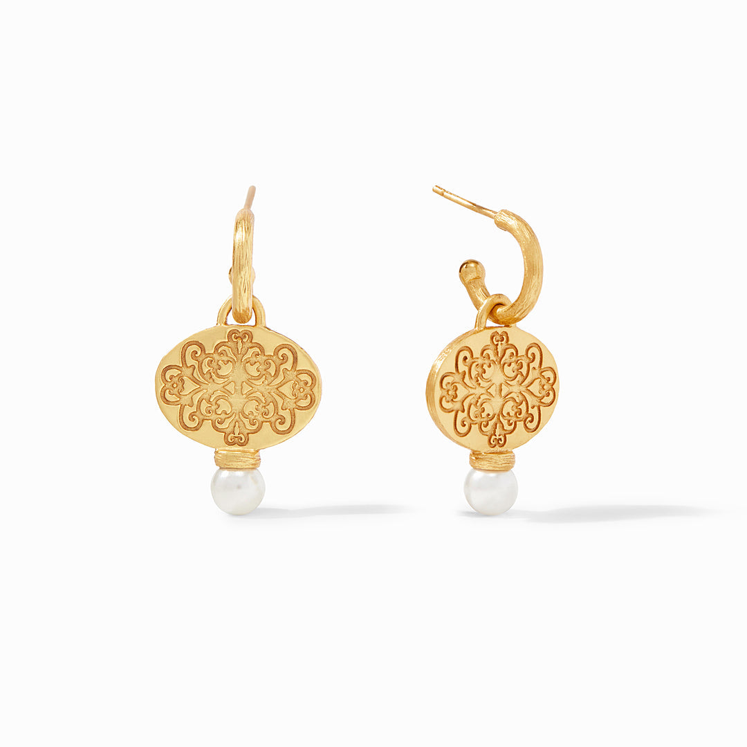 Julie Vos Simone Hoop & Charm Earring, Iridescent Clear Crystal