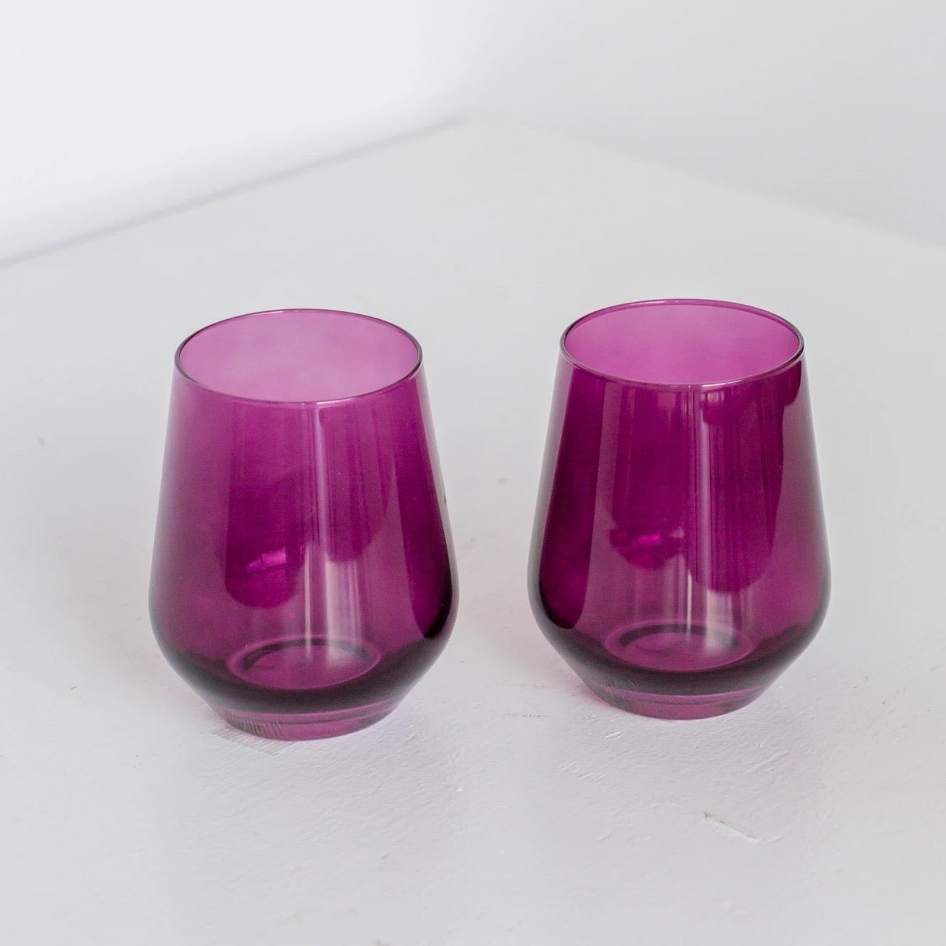 Estelle Colored Glass, Stemless Wine, Set of 2