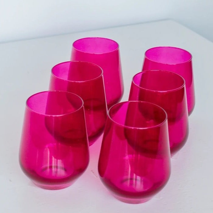 Estelle Colored Glass, Stemless Wine, Set of 6