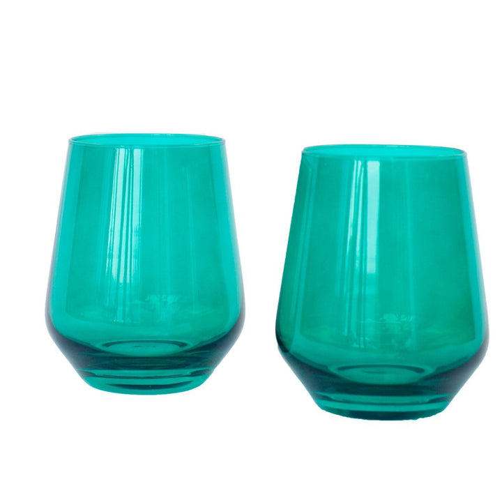 Estelle Colored Glass, Stemless Wine, Set of 2