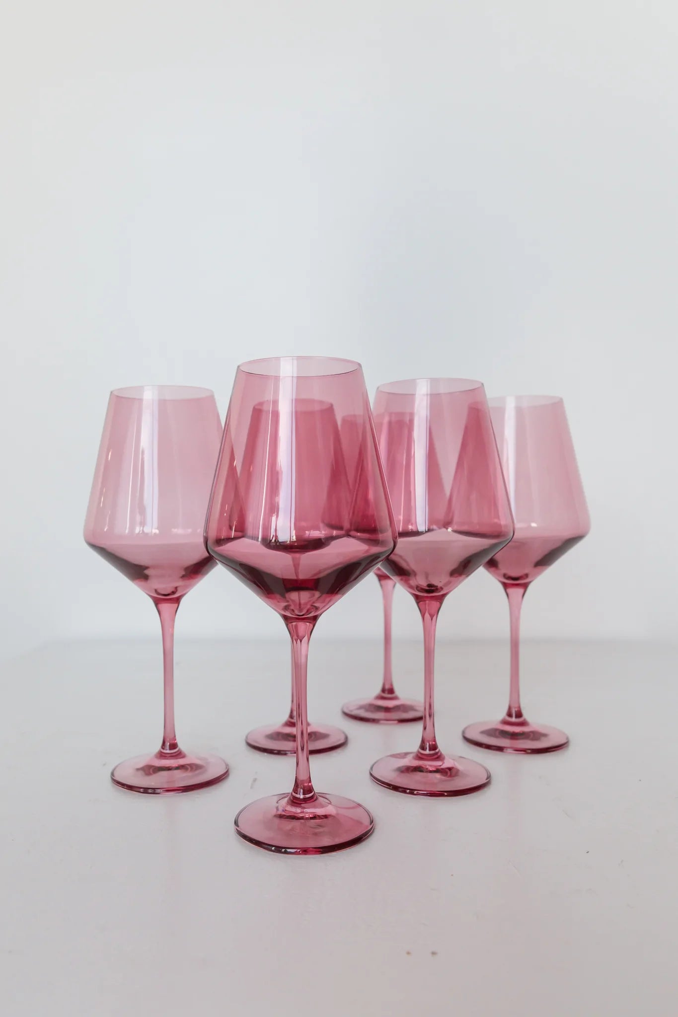 Estelle Colored Glass Sunday Set of 6 Lowball Glasses in Blush Pink