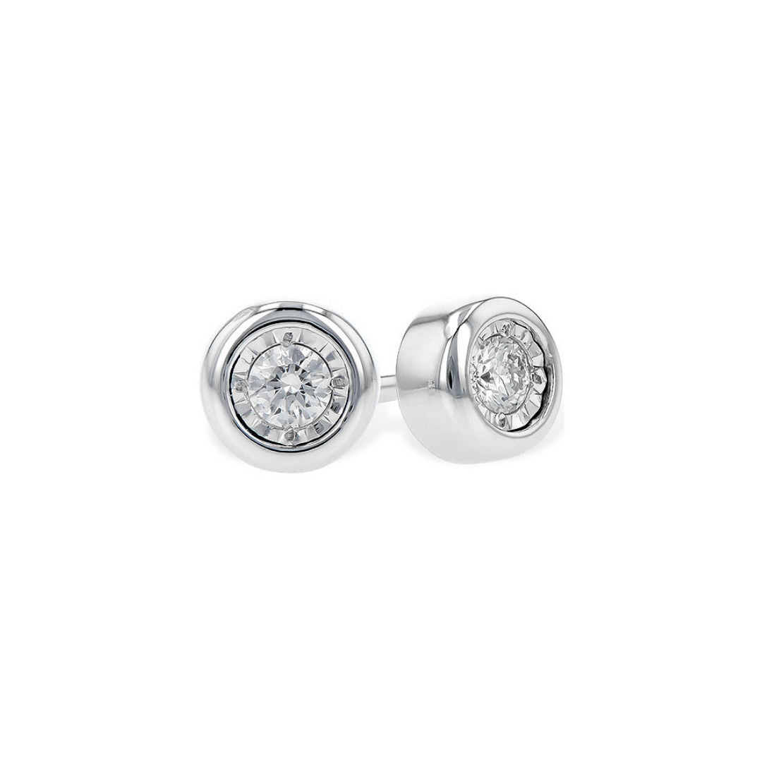 Bezel Set Diamond Earring