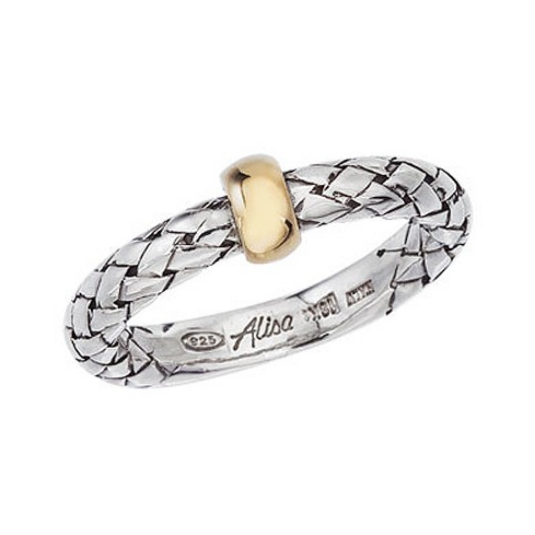 Alisa 18K & 925 SS Traversa Yellow Rondelle Ring