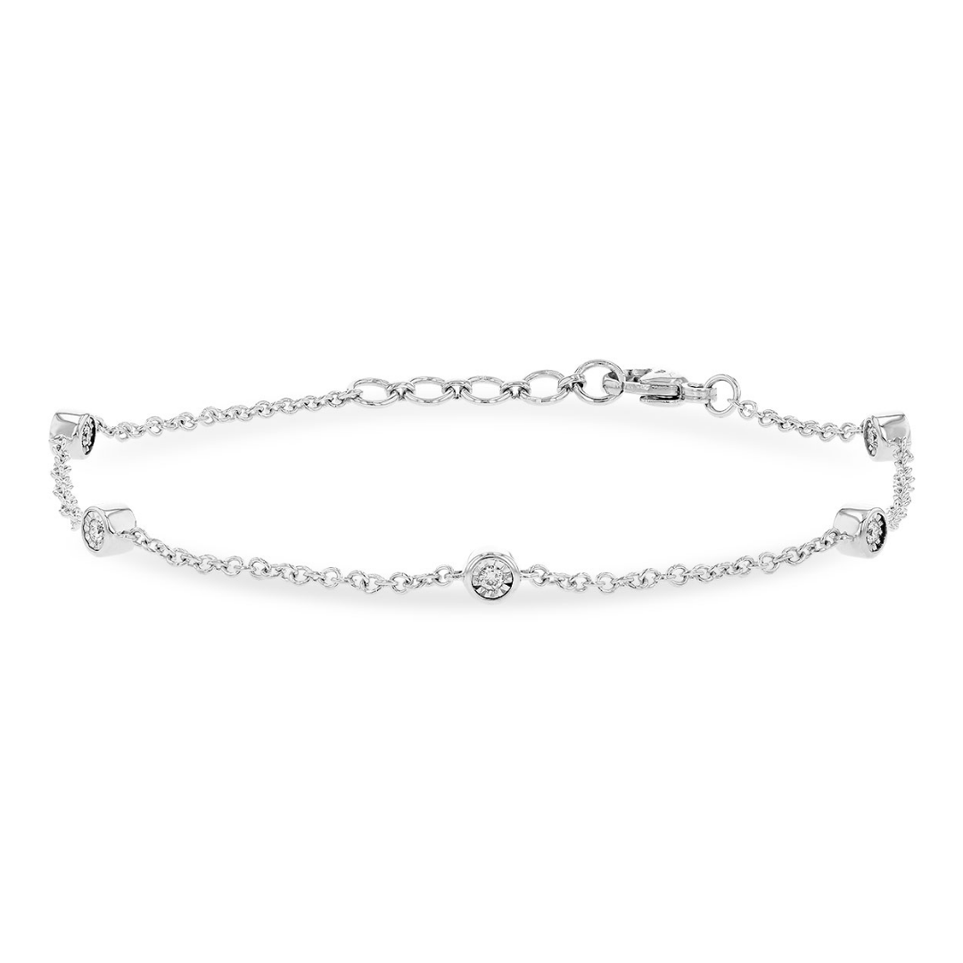 14 KT White Gold Diamonds By The Yard Bracelet, .15 CT