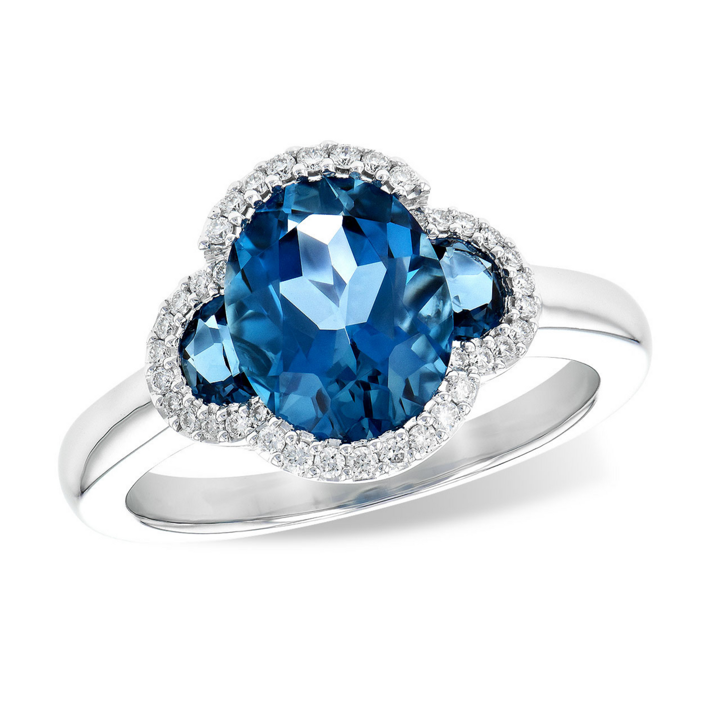 14K WG London Blue Topaz and Diamond Ring 3.04BTPZ .16DIA