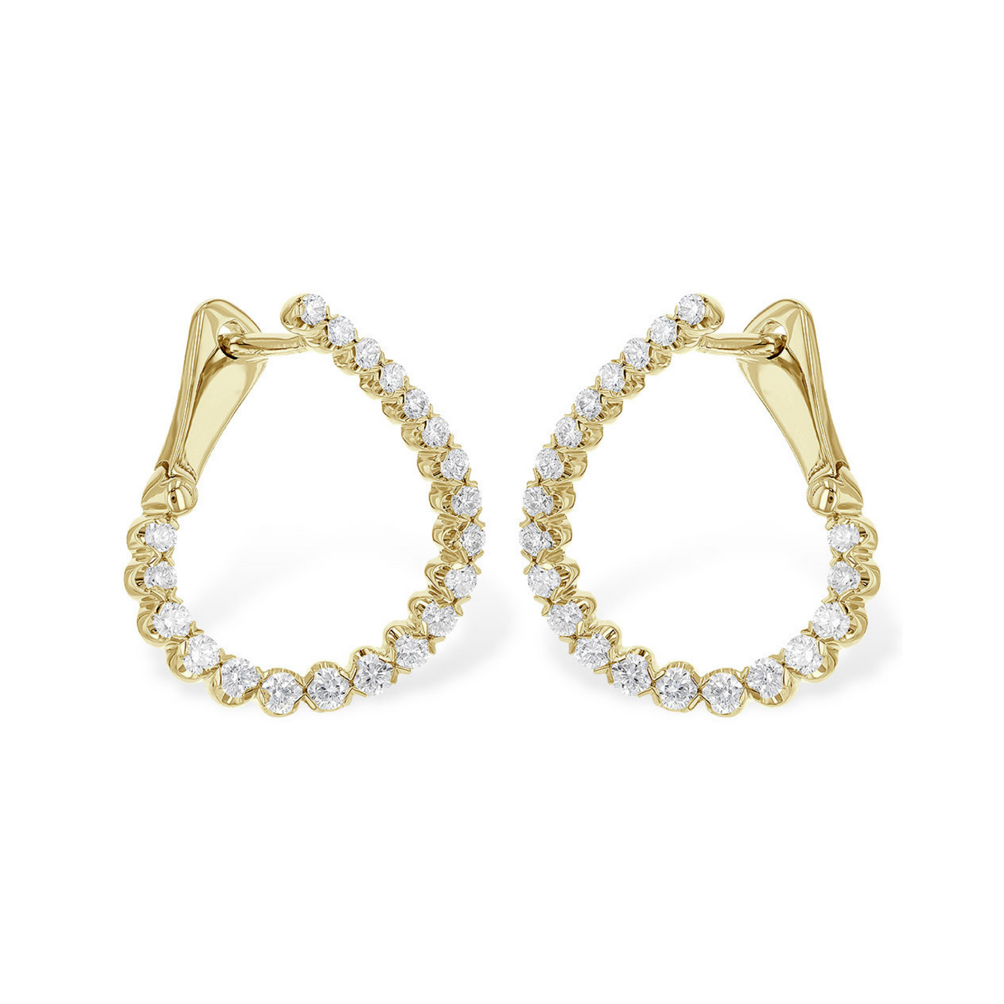 14K YG Diamond Circle Earrings .50 TW Baguettes