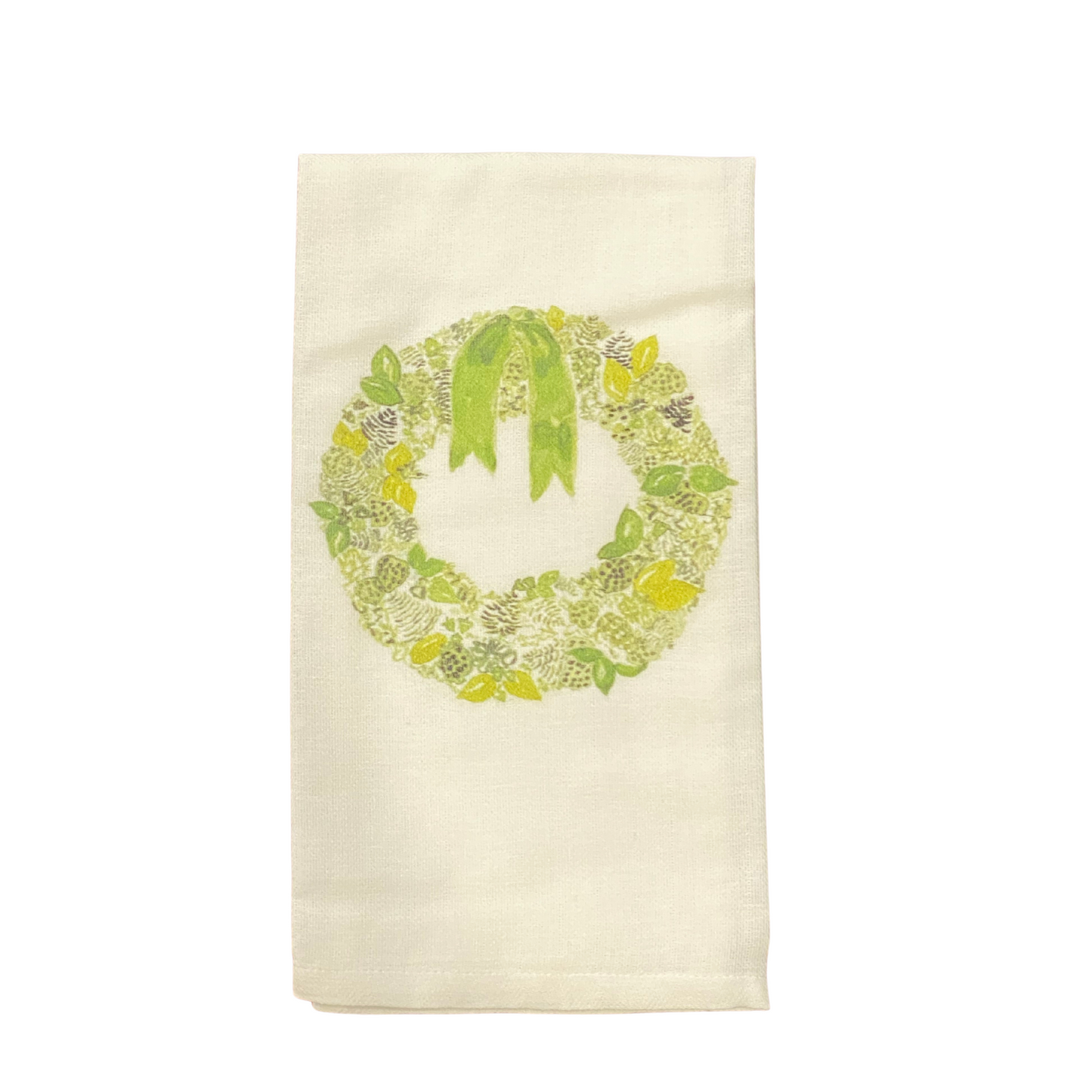 Green Wreath Tea Towel