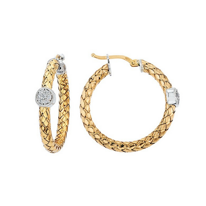 Alisa Basket Weave and Diamond Hoop Earring