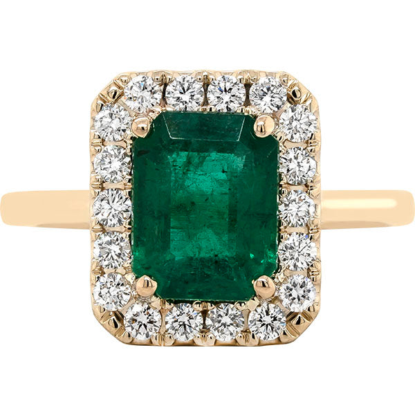 Emerald and Diamond Cocktail Ring, 14 karat yellow gold