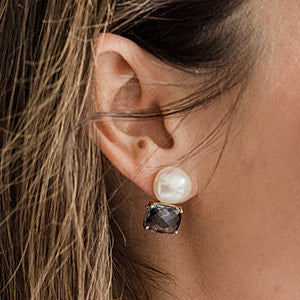 Raymond Mazza London Blue Topaz and Pearl Earrings