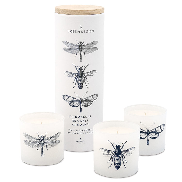 Skeem Design Citronella Outdoor Sea Salt Votive Candle, set of 3