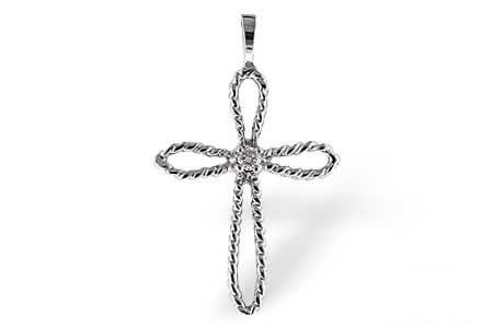 14KT White Gold Diamond Cross Pendant