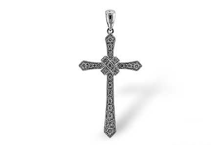 14K WG Diamond Cross Pendant on 18" Chain