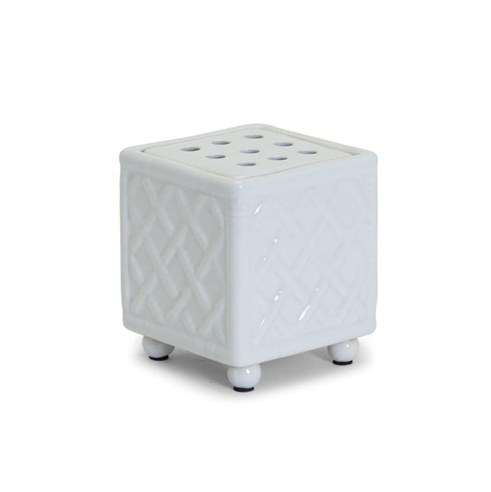 Faux Bamboo Square Fretwork Flower Arranger